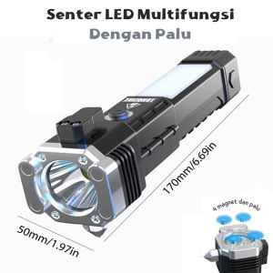 Senter Emergency LED Powerbank 8 in 1 Multifungsi Pemecah Kaca Pemotong Belt / Senter LED Magnet Mode Terang Termurah Terbaru Promo