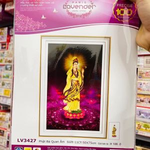 [HCM]Tranh thêu chữ thập Quan Thế Âm Bồ Tát LV3427 - kích thước 50 * 75