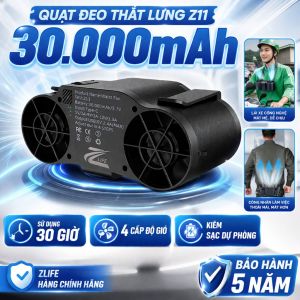 Quạt Đeo Thắt Lưng Đeo Cổ Chính Hãng Zlife Z11 Quạt Điều Hòa Đeo Hông 30000mAh Gió Cực Mạnh