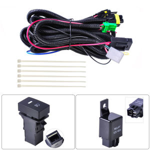 JPK【Free Shipping】H11 Fog Light Wiring Harness Sockets Wire LED indicators Switch 12V 40A Relay