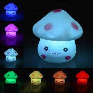 Flash Colorful Cartoon Night Light LED Mushroom Room Decor Lamp Baby Kids Room Desk Night Lamp Bedside Decoration
