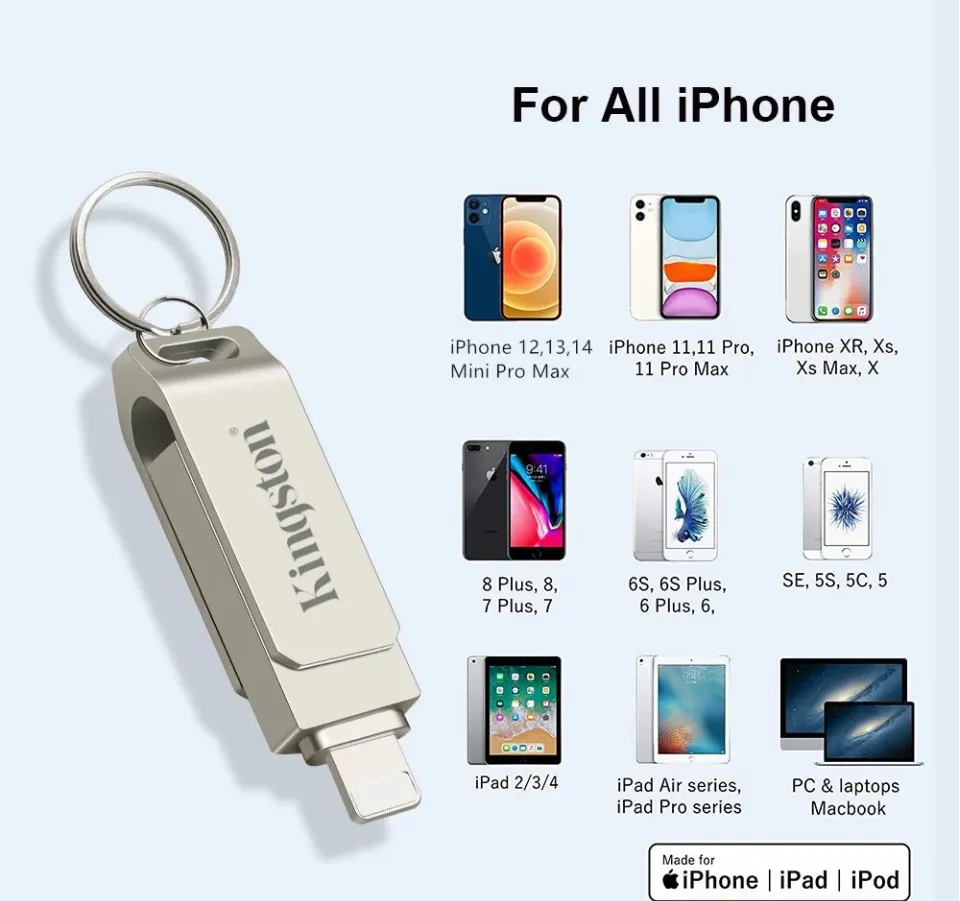 Kingston metal 2TB/1TB/512GB/256GB OTG usb flash drive for iPhone