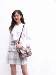 MKF Womens Korean-style messenger bag simple casual shoulder crossbody bag with vintage pattern and contrasting color design