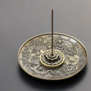 Retro Lotus Incense Burners Dragon Incense Holder Stick Censer Plate Buddhism Katol Mosquito Holder Incense Stick