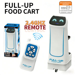 RC Food Delivery Robot Toy 2.4GHz Remote Control Serving Car with Light Music Snack Transport Vehicle Kids Mainan