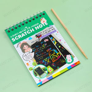 🇲🇾 10 Sheet Colorful Dazzle Scratch Note Sketchbook Paper Graffiti DIY Coils Drawing Book Children Drawing Book 炫彩黑色刮画纸