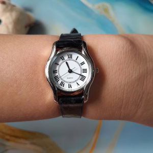 Đồng hồ nữ NOEVIR size:24mm dây da màu đen second hand si nhật- đã qua sử dụng