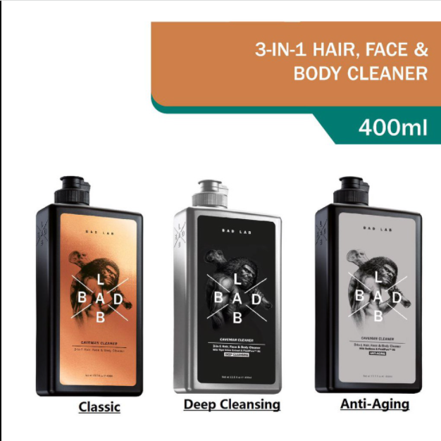 200ml/400ml BAD LAB Caveman Cleaner 3-in-1 Hair, Face & Body Cleaner  (Classic/ Deep Cleansing/ Anti-Aging)