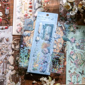 TSEVD งานฝีมือดีไอวาย สติ๊กเกอร์ภาพตัดปะรูปดอกไม้มูนไลท์ งานทำมือ ตกแต่งด้วยการตกแต่ง สติกเกอร์เลเซอร์โฮโลกราฟฟิก ฝันในฝัน พีวีซีพีวีซี รูปลอกเลเซอร์สวยงาม สมุดเก็บภาพแล็ปท็อป