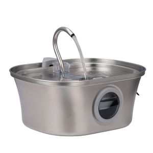 Cat Water Fountain Stainless Steel Automatic Pet Water Fountain Dog Water Dispenser with Water Level Window 3.2L for Cats