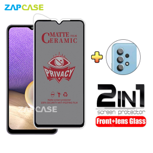 PAKET 2in1 Anti Gores Layar Privacy Samsung A32 5G Free Tempered Glass Camera Lens