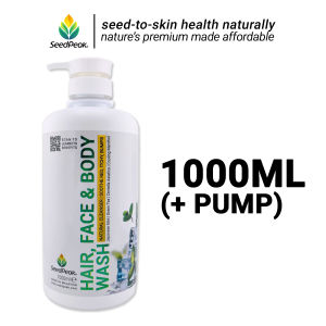 SeedPeak 3in1 [Peppermint Menthol] 1000ML Head to Toe Natural Body Shampoo & Shower Body Wash | Dry Eczema Itchy Sensitive Rash Shower Gel | Body Shampoo | Sabun Kulit Gatal | 洗发水 | 沐浴露