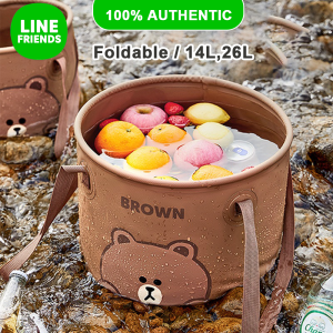 100% Authentic Line Friends Water Storage Bucket Foldable Large Capacity Travel Water Storage Tank Portable Box Outdoor Water Bucket LFB165