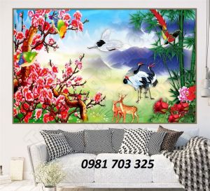 Tranh gạch 3D hoa đào ngày Tết