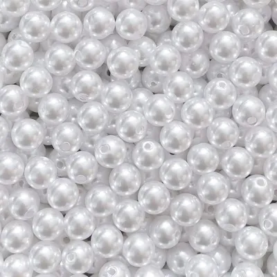 Manilago 3/4/6/8/10/12MM Pearl Beads with Hole ABS Faux Pearl Beads Loose Beads for DIY Jewelry Supply Bracelet