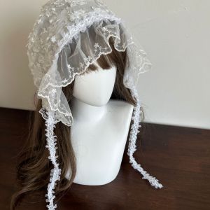 Lolita Lace Headscarf 3D Butterfly Sweet Flowers Summer Hair Wraps with Silk Scarf Triangle Scarf Hair Bands for Travel Beach H260729