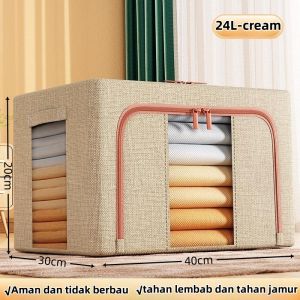 66L/110L kotak penyimpanan tahan lembab storage box pakaian serbaguna mainan box baju besar organizer Lipat linen katun lebih tebal