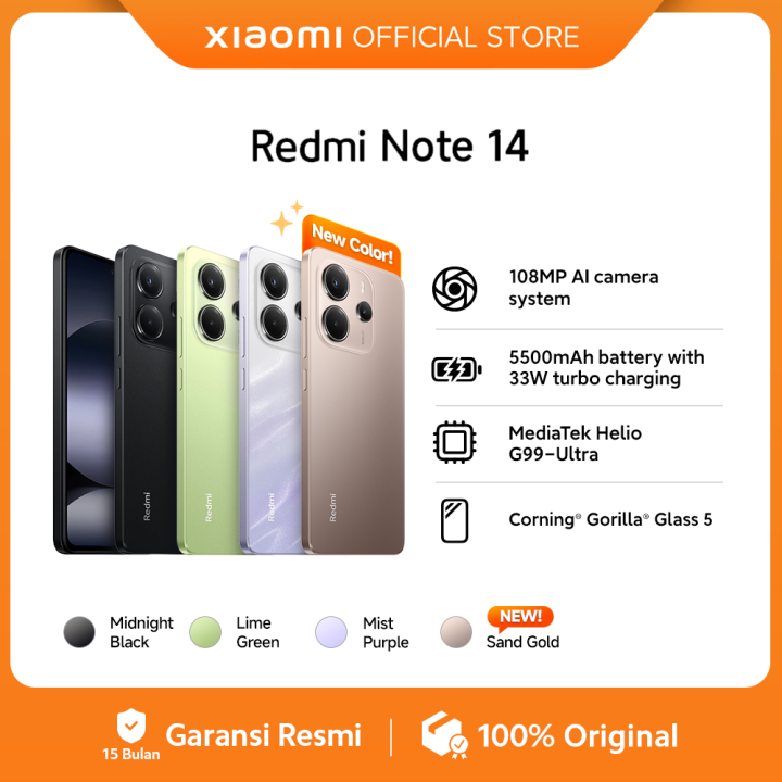 Xiaomi Redmi Note 14 108 MP AI camera system 5500mAh 33W Turbo
