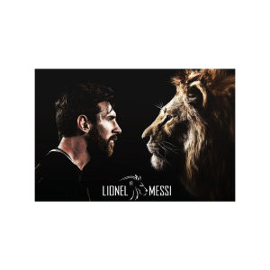 Ready stock sa local warehouseMessi Black and White Lion Art Canvas - Wall Decor Background Cloth for Living Room & Bedroom Modern Wall Art Home Decoration