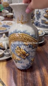 Lọ Hoa Thờ Cúng Lượn Chim Công Hoa Đào - Tài Lộc Phú Quý 26cm 32cm- Men Rạn Gốm Sứ Bát Tràng