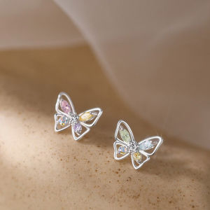 Stud Earrings For Women Butterfly Cubic Zirconia Temperament Brincos Simple Earring Fine Jewelry