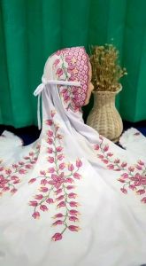 (COD) Mukena Dewasa Terusan/Lajuran Polino Motif Bunga Rambat Lovia Cantik Bahan Adem