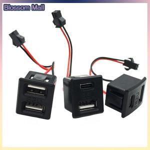 [Blossom] 1PC Black Double-Layer USB Female Base Type-C Charging Socket Power Socket With Cable Connector USB Charger Port Data Interface