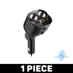 5 in 1 Car Charger Lighter Adapter 80/100W Dual USB & Type-C QC3.0 Fast Charging Charger & Dual Car Lighter Socket Splitter with Switch Car Lighter Extender