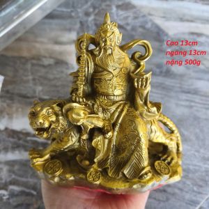 Tượng Triệu Công Minh cưỡi hổ phong thuỷ chất liệu bằng đồng vàng MS130