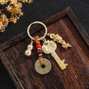 Chinese Zodiac Keychain Gold Alloy Pendant Exquisite Cultural Design for Fortune Wealth Gift Carry Accessory