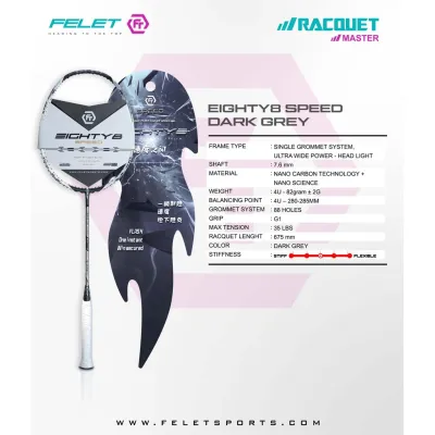 FELET Eighty8 (POWER/CONTROL/SPEED) Badminton Racquet 4u Racket Badminton Racket Raket Badminton Ori