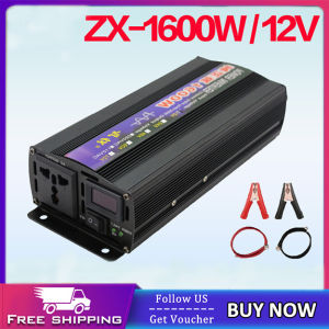【60Hz】 Solar Power Inverter Pure Sine Wave 1000W/1600W/2000W/2600W/3000W Converter DC12V / 24V to AC220V Electric Vehicle Car Home Appliance Travel Black New Power Inverter Adapter Premium Quality Aluminium Alloy Power Supply Automobile