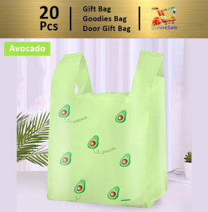 Gift Bag 20pcs Goodies Bag Door Gift Shopping Retail Party Fruit Shop (66) Colorful Fruit Snack Tote Vest Thickened Portable Handles Plastic Bag 礼品袋购物