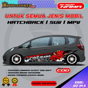 JZZ 34-STIKER DECAL THAILOOK KARAKTER JAZZ SIGRA AYLA AVANZA INNOVA HILUX - FREE CUSTOM NAMA