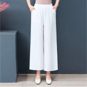 Quần trung niên nữ ống suông lưng thun quần dài nữ bigsize chất liệu đũi mềm nhẹ mát [ Shop 2 ]