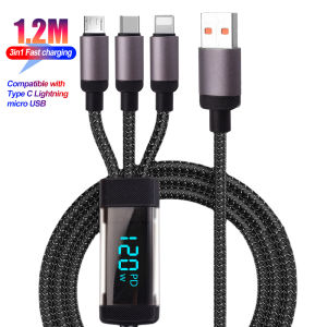 3-trong-1 6A 100W siêu dữ liệu sạc nhanh cáp USB/Loại C/Cáp Lightning cho iPhone Realme Samsung Huawei 50 Pro Sạc Nhanh cuộn dây