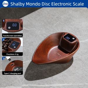 BINCOO Coffee Electronic Scale Coffee Bean Storage Jar Tray Solid Wood Italian Specialty Mini Portable Coffee Bean Dish Scale