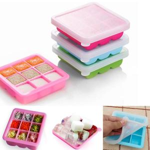 Safety Silicone Baby Food Container 8 Hole Infant Flower Lattice Breast Milk Fruit Vegetable Storage Box Freezer Tray Crisper