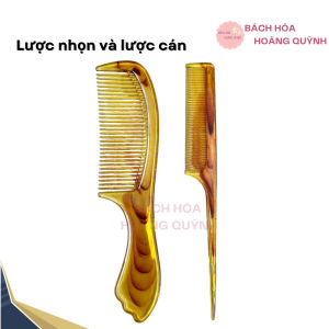 Lược chải tóc nhựa bộ 2 cây màu vàng vân gỗ BHHQ.