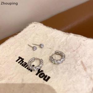 【ZP】 Flash Sale Cute 4Pcs set Fashion Exquisite Zircon Hoop Earrings For Women Girls Daily Stud Earring Y2K Accessories Jewelry Gifts