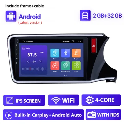 Seicane - 2Din 10.1inch Android 13.0 Car GPS Radio Head Unit for 2014 2015 2016 2017 Honda CITY Right Hand Drive GPS Multimedia Player Support SWC Split Screen Netflix PlayStore Waze YouTube