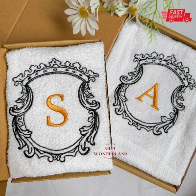 Custom Towel Gift Set | Hadiah Tuala Sulam | Wedding Bridesmaid Birthday Giftbox | Hadiah Perkahwinan | Embroidery Towel