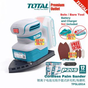 TOTAL Tools P20s 20V series Cordless Palm Sander W/Free 6 Pcs Sand paper 锂离子电池无线手提式砂光机/角磨机  - TPSLI2014