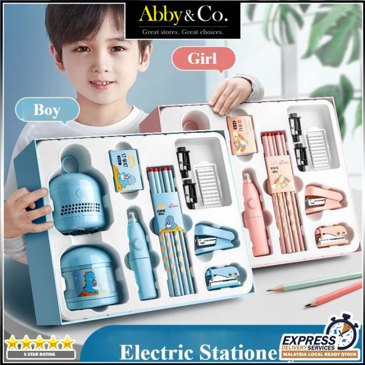 Abby & Co 7 & 10 in 1 Set Electric Stationery Gift Box Electric Pencil