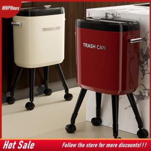 【COD】🔥🔥🔥 No-Bend High-Leg Trash Can With Press-to-Open Lid - Large Capacity Oval Kitchen & Living Room Bin Durable Plastic