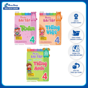 Sách - Combo Phiếu Bài Tập Cuối Tuần Toán + Tiếng Việt + Tiếng Anh Lớp 4 (35 Tuần Học) (Bộ 3 Cuốn) - Newshop
