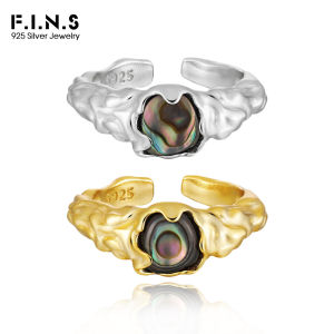 F.I.N.S Original Natural Abalone Shell S925 Sterling Silver Ring Irregular Uneven Adjustable Open Index Finger Fine Jewelry