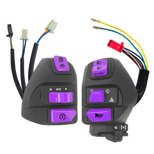 Motorcycle Handlebar Control Switch Set for Yamaha MIO Carbon Fiber/Matte Cover Purple/Red Buttons