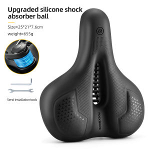 ROCKBROS Bike Saddle Shock-absorbing Breathable PU Leather Waterproof MTB Road Bike Cushion Cycling Accessories