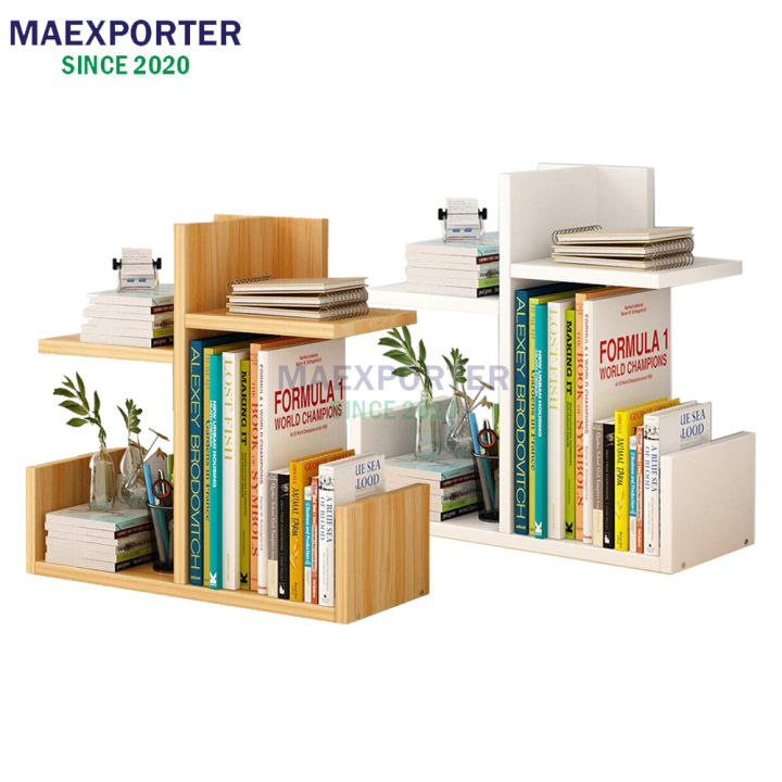 Table Top Wooden Book Rack Table Organizer Penyusun Meja Rak Buku | Lazada